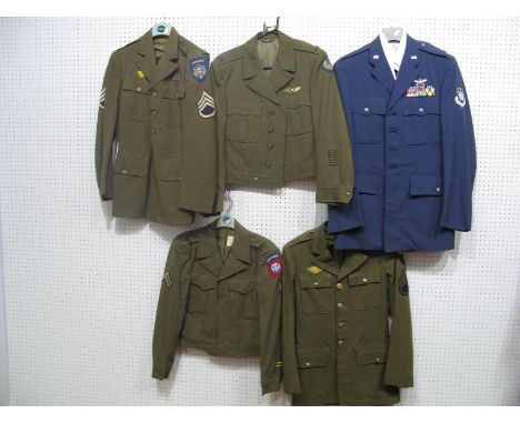 Late XX Century U.S. Airforce Tunic, Trousers and White Shirt, with impressive ribbon bars and "Air Force Space Command" clot