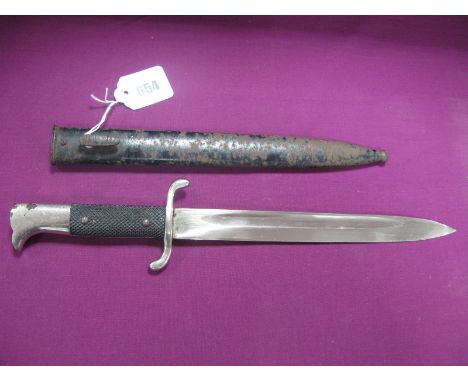 Mid XX Century German Third Reich Dress Bayonet in its Black Metal Scabbard, probably fireman.