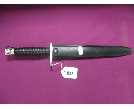 Mid XX Century Swiss SIG Bayonet 1957 Pattern, in its black scabbard.