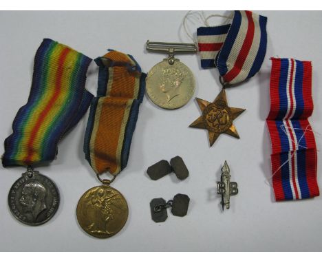 WWI Pair of Medals, consisting of war and victory medals to 5301 Private C.A Rudrum, Northamptonshire Regiment. WWII war meda