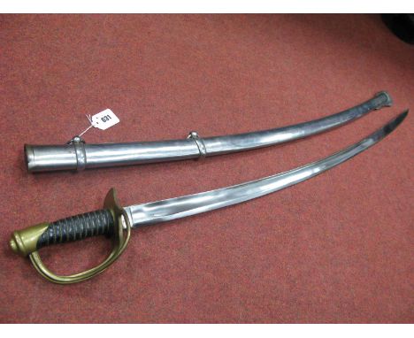 A Reproduction XIX Century U.S. 1849 Cavalry Sabre, made by Ames &amp; Co., Cabotville, three bar brass hilt, excellent blade