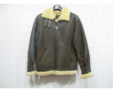 A Leather Fur Lined Jacket, bearing label type B-3, UR contract 822103, LC 22054, Aviation Co.