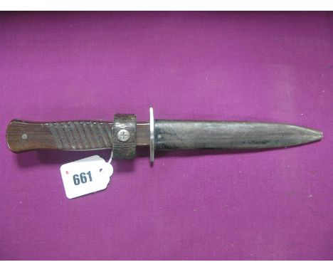 A Mid XX Century German Fighting Knife, made by Gottlieb Hammesfahr, Solingen Foche, in steel scabbard.