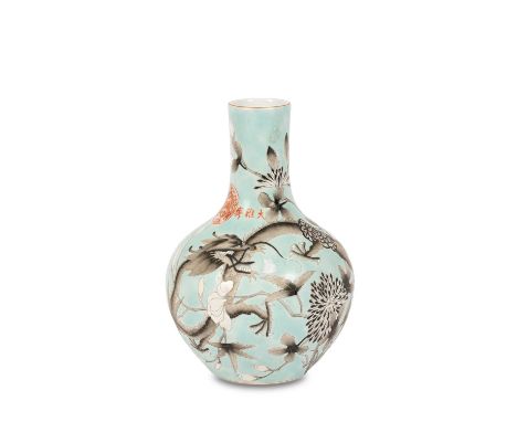A Chinese turquoise dragon vase, early 20th Century, Dayazhai Republic mark, 21cm highno damage, repair or restoration. Condi