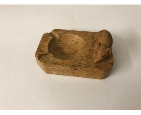 A 1950's Robert Mouseman Thompson hand carved light oak ashtray.