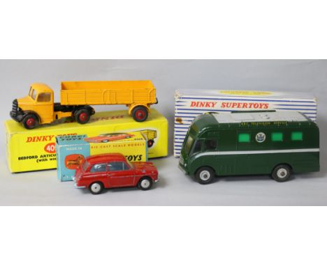 Two Dinky toys - Bedford Articulated Lorry 409, BBC Control Room 967 and Corgi Austin A40 216, all boxed