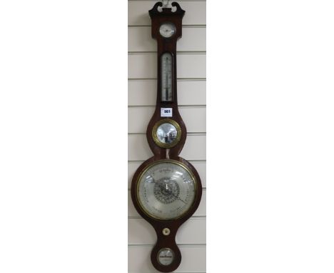 A Regency mahogany wheel barometer 96cm