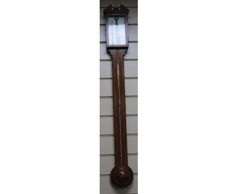 A Georgian style mahogany stick barometer W.14cm