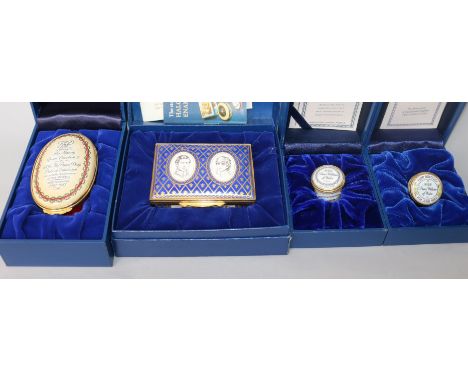 Fourteen Halcyon Days Royal Commemorative enamel bonbonnieres; Prince William 1st Birthday, 4th Birthday, 18th Birthday 124/5