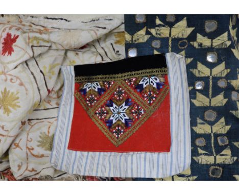 A group of textiles including crewel work panels