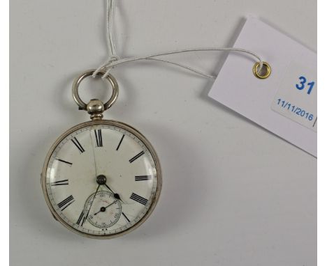 Victorian mid size silver key wound pocket watch by W Clarke & Son London no 75051, case by David Lark London 1861  Condition