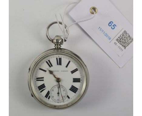 Victorian silver key wound pocket watch Improved Patent signed J Stone Leeds no 73709, case by William Hammon London 1886  Co