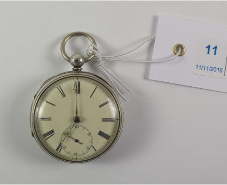 Victorian silver key wound pocket watch signed Thomas Brown Liverpool no  3943, case by George Reader Chester 1870  Condition