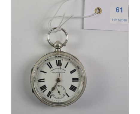 Edwardian silver key wound pocket watch Improved Patent English Lever by The Lancashire Watch Co Ltd no 740115 Chester 1906  