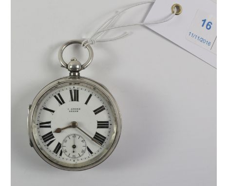 Edwardian silver key wound pocket watch by I Stone Leeds no 633101, Chester 1905  Condition Report Click here for further ima