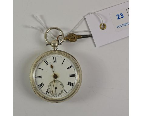 Victorian silver key wound pocket watch by Potts & Sons Leeds no 2171, case by Henry Buckland London 1871 with key  Condition