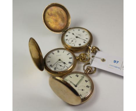 Revue, Elgin and Thos Russell Liverpool Swiss gold-plated hunter crown wound pocket watches (3)  Condition Report Click here 