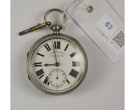 Edwardian silver key wound pocket watch The Improved Patent English Lever no 532043 by The Lancashire Watch Co Ltd Chester 19