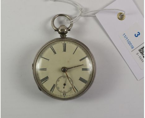 Victorian silver key wound pocket watch signed Royle & Rawson Wigan no 3412, case by William Hammon London 1873  Condition Re