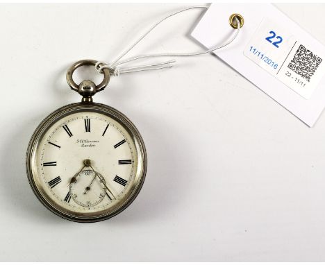 'The Ludgate watch' Victorian silver key wound pocket watch patent no 4658 by J W Benson warrant to H M The Queen Ludgate Hil