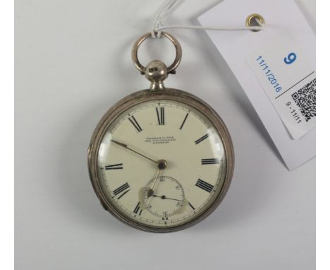 Victorian silver key wound pocket watch signed Thomas Yates 159 Friargate Preston no 28571, case by Charles Cooke London 1877
