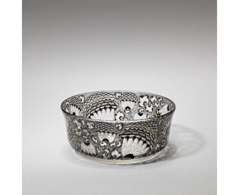 Karl Massanetz, probably retailed by J & L LobmeyrBowl, dated 1917Glass, finely painted in black enamel in the Schwartzlot te