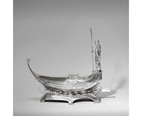 WMF (Württembergische Metallwarenfabrik)Gondola centrepiece, model no.409, circa 1900Silver-plated metal with original clear 