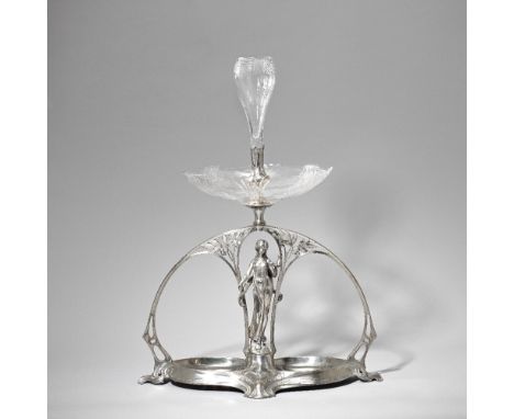 WMF (Württembergische Metallwarenfabrik)Figural centrepiece, model no.365, circa 1900Silver-plated metal and cut glass, elabo