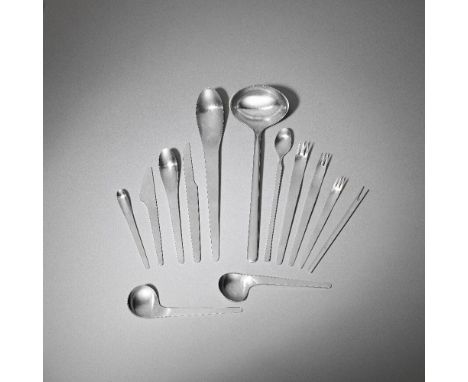 Arne Jacobsen for Anton MichelsonPart set of '660' cutlery, designed 1957Stainless steel, comprising: 11 knives with various 