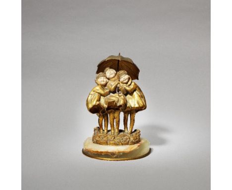 Demetre H. Chiparus'Beneath the Umbrella', circa 1920Gilt bronze and ivory group, cast and carved from a model as three young