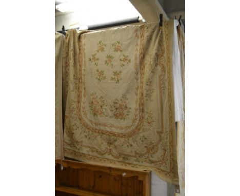 An Aubusson style floral decorated tapestry wall hanging, 255cms x 175cms.