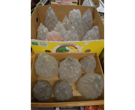 A good collection of frosted glass flame style lamp shades.
