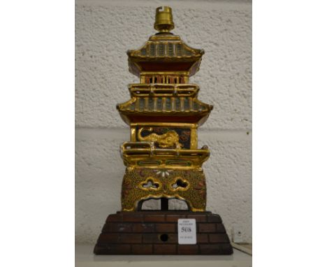 A Satsuma temple form lamp base.