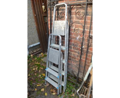 Two aluminium step ladders.