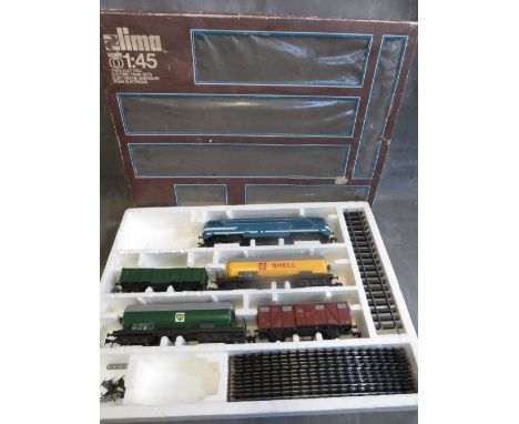 A BOXED LIMA O GAUGE 1:45 TRAIN SET, comprising diesel locomotive, four pieces of rolling stock and track