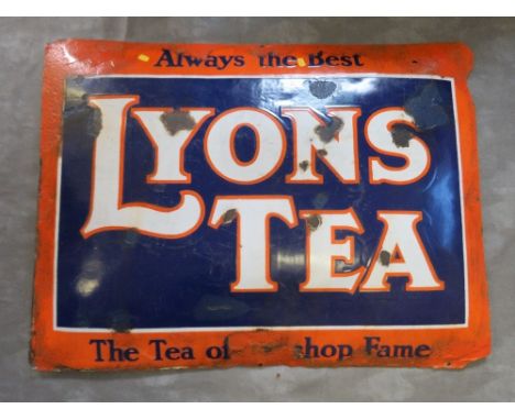 A LYONS TEA RECTANGULAR ENAMEL SIGN, 75 x 100 cm