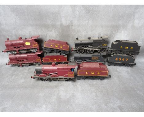 FIVE LIMA O GAUGE STEAM LOCOMOTIVES WITH TENDERS, three maroon 4683 and two black 4547