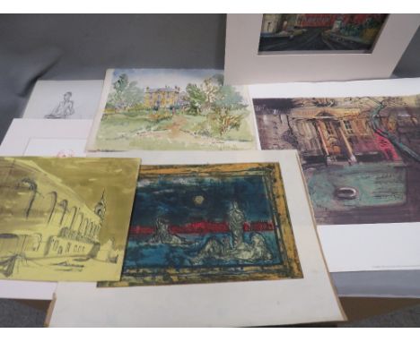 JOHN PIPER (1903-1992). A folder containing a JOHN PIPER signed in pencil limited edition lithograph 31/100, 35 x 47 cm, toge