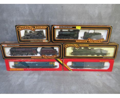 FIVE BOXED 00 GAUGE LOCOMOTIVES, to include Hornby R075 BR Class 47 diesel, R068 BR Class 25 diesel, Mainline 4-6-0 Scott Cla