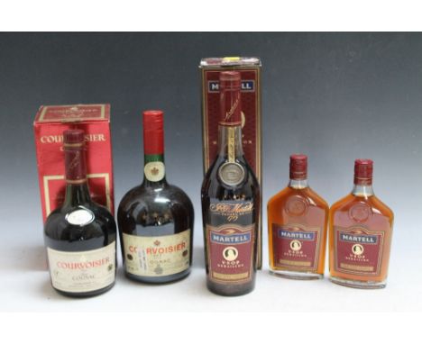 1 BOXED BOTTLE OF MARTELL VSOP COGNAC, together with 2 20cl bottles and 2 bottles of Corvoisier (5)