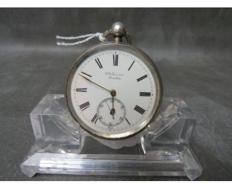 A HALLMARKED SIVLER POCKET WATCH BY J.W. BENSON OF LONDON - LONDON 1893, dial Dia. 4 cm