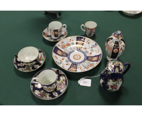 A COLLECTION OF WORCESTER PORCELAIN, to include a sparrow beak jug and cover, with fretted square mark, a small lobed jar and