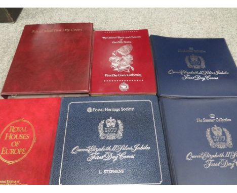SIX ALBUMS OF FIRST DAY COVERS, to include limited edition Royal Houses of Europe, Queen Elizabeth II Silver Jubilee, Flowers
