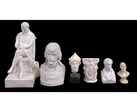 An early 20th century Parian figure, published by Samuel Alcock &amp; Co, June 18th 1852, height 29cm, (af), a further Parian