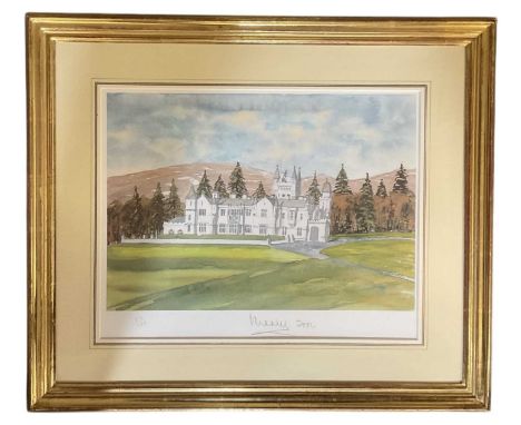 † H R H THE PRINCE OF WALES; a signed limited edition print, 'Balmoral Castle', signed in pencil and dated 2001, and numbered