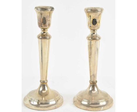 A modern 925 hallmarked silver filled candlestick, Birmingham 2000, height 24cm, and a further associated matching modern hal