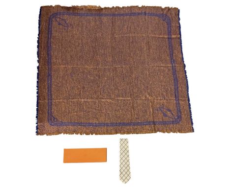 HERMÈS; a boxed cream silk tie and a Cartier silk scarf (2).