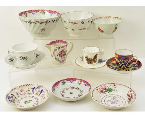 A quantity of mixed 18th and early 19th century pottery and porcelain items, including an 18th century small cream jug with s