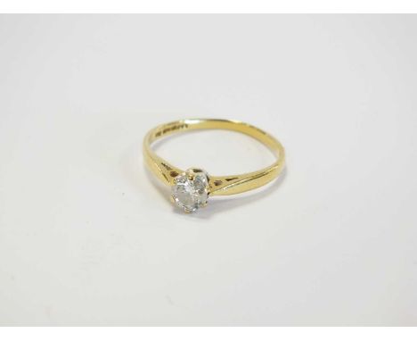 An 18ct gold single stone diamond ring, the brilliant cut diamond within six claw mount, the shank stamped '.33', ring size L