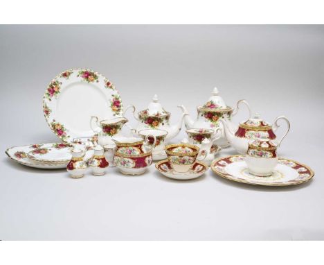 Two Royal Albert tea services in the 'Old Country Rose' and 'Lady Hamilton' patterns 'Old Country Roses' comprising two teapo